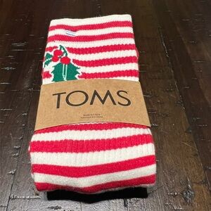 TOMS Women’s Red & White Stripe Holly Crew Socks